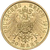20 Mark Kaiserreich 1913-1915 Preussen Wilhelm Uniform Jaeger 253