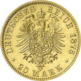 20 Mark Kaiserreich 1875 Reuss ältere Linie Heinrich XII Jaeger 254