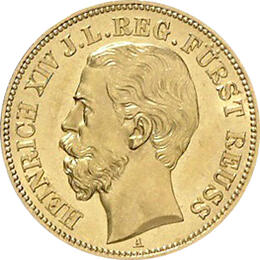 10 Mark Kaiserreich 1882 Reuss jüngere Linie Heinrich XIV Jaeger 255