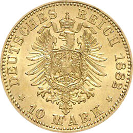 10 Mark Kaiserreich 1882 Reuss jüngere Linie Heinrich XIV Jaeger 255