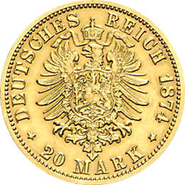 20 Mark Kaiserreich 1874 Schaumburg Lippe J284 Adolf Georg