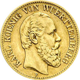 10 Mark Kaiserreich 1872-1873 Württemberg Karl Jaeger 289