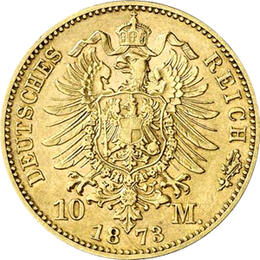 10 Mark Kaiserreich 1872-1873 Württemberg Karl Jaeger 289