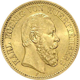 20 Mark Kaiserreich 1872-1873 Württemberg Karl Jaeger 290