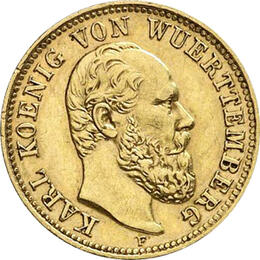 5 Mark Kaiserreich 1877 Württemberg Karl Jaeger 291