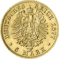5 Mark Kaiserreich 1877 Württemberg Karl Jaeger 291