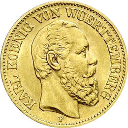 10 Mark Kaiserreich 1874-1888 Württemberg Karl Jaeger 292
