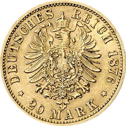 20 Mark Kaiserreich 1874-1876 Württemberg Karl Jaeger 293