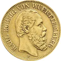 10 Mark Kaiserreich 1890-1891 Württemberg Karl Jaeger 294