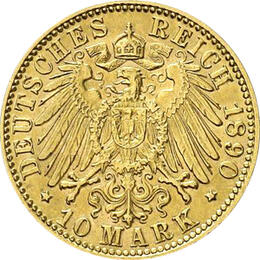 10 Mark Kaiserreich 1890-1891 Württemberg Karl Jaeger 294