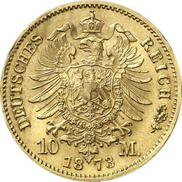 10 Mark Kaiserreich 1872-1873 Sachsen Iohann Jaeger 257