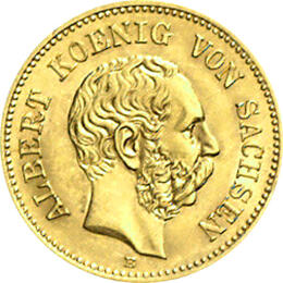 5 Mark Kaiserreich 1877 Sachsen Albert Jaeger 260