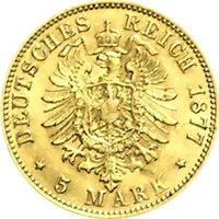 5 Mark Kaiserreich 1877 Sachsen Albert Jaeger 260