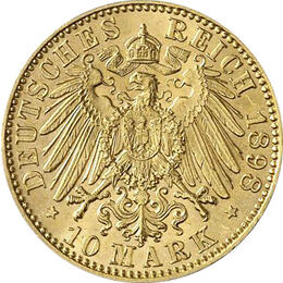 10 Mark Kaiserreich 1891-1902 Sachsen Albert Jaeger 263