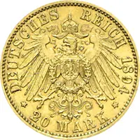 20 Mark Kaiserreich 1894-1895 Sachsen Albert Jaeger 264