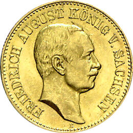 20 Mark Kaiserreich 1905-1914 Sachsen Friedrich August III Jaeger 268