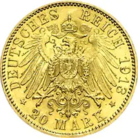 20 Mark Kaiserreich 1905-1914 Sachsen Friedrich August III Jaeger 268