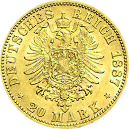 20 Mark Kaiserreich 1887 Sachsen Altenburg Ernst Jaeger 269