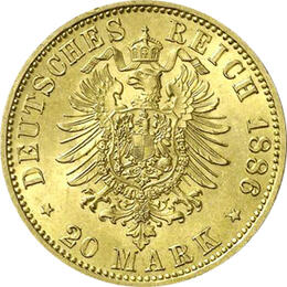 20 Mark Kaiserreich 1876 Sachsen Coburg Gotha Ernst II Jaeger 271