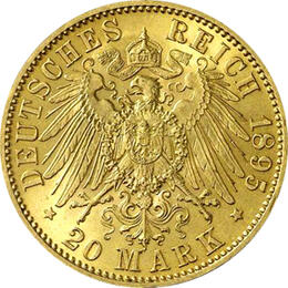 20 Mark Kaiserreich 1895 Sachsen Coburg Gotha Alfred Jaeger 272