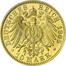 10 Mark Kaiserreich 1905 Sachsen Coburg Gotha Eduard Jaeger 273