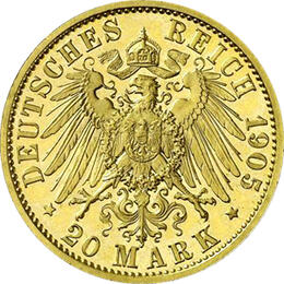 20 Mark Kaiserreich 1905 Sachsen Coburg Gotha Eduard Jaeger 274