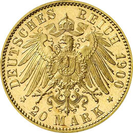 20 Mark Kaiserreich 1900-1905 Sachsen Meiningen Georg Jaeger 279