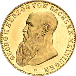 20 Mark Kaiserreich 1910-1914 Sachsen Meiningen Georg II Jaeger 281