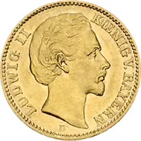 20 Mark Kaiserreich Bayern 1874-1878 Ludwig II Jaeger 197