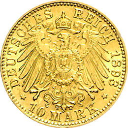 10 Mark Kaiserreich Bayern 1890-1900 Otto Jaeger 199