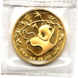 China Panda 1 Unze 1986 Goldpanda 100 Yuan