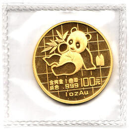 China Panda 1 Unze 1989 Goldpanda 100 Yuan, Orginal Eingeschweißt