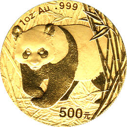 China Panda 1 Unze 2001 Goldpanda 500 Yuan