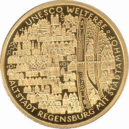 100 Euro Goldmünze 2016 UNESCO Weltkulturerbe Altstadt Regensburg