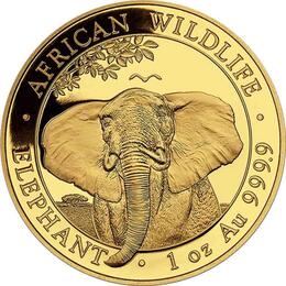 Somalia Elefant Goldmünze 2021