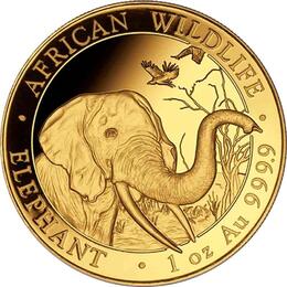 Somalia Elefant Goldmünze 2018