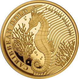 Barbados 1 Unze Caribbean Gold Seepferdchen 2023
