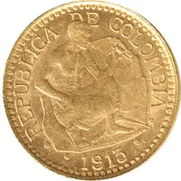Kolumbien 5 Pesos Goldmünze 1913