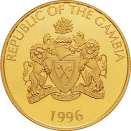 African Goldmünze Gambia Löwe 1 Unze 1996