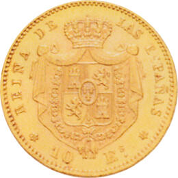 Spanien 10 Escudos Goldmünze Isabel II 1868