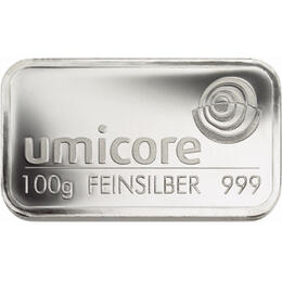 Silberbarren 100 Gramm Heraeus Umicore Degussa