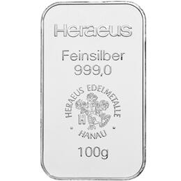 Silberbarren 100 Gramm Heraeus Umicore Degussa
