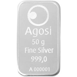 Silberbarren 50 Gramm Agosi