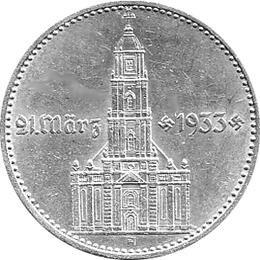 Garnisonskirche mit Datum 2 Reichsmark Silbermünze