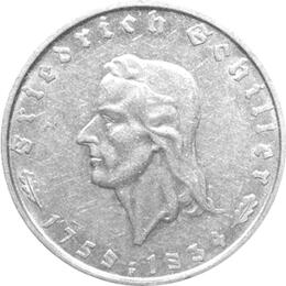 Friedrich Schiller 2 Reichsmark Silbermünze