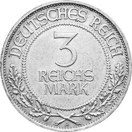 Jaeger 323 Weimarer Republik 3 Reichsmark Lübeck 1926