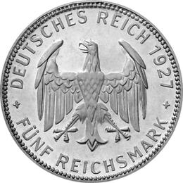 Jaeger 329 Weimarer Republik 5 Reichsmark Universität Tübingen 1927