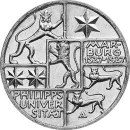 Jaeger 330 Weimarer Republik 3 Reichsmark Universität Marburg 1927