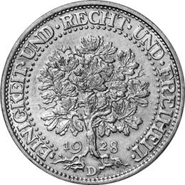 Jaeger 331 Weimarer Republik 5 Reichsmark Eichenbaum 1927-1933