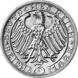 Jaeger 333 Weimarer Republik 3 Reichsmark Stadtrecht Naumburg 1928